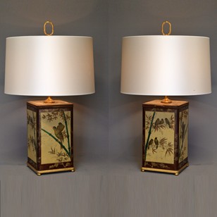 Pair of Chinoiserie tole caddies as lamps